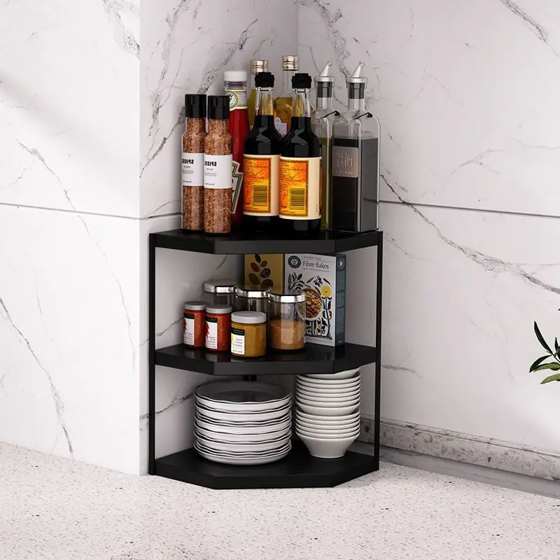 Multi Tier Corner Storage Shelf Fan Shaped Triangular Wall Corner Organizer Rack No Drill Kitchen Space Saving Storage Rack For