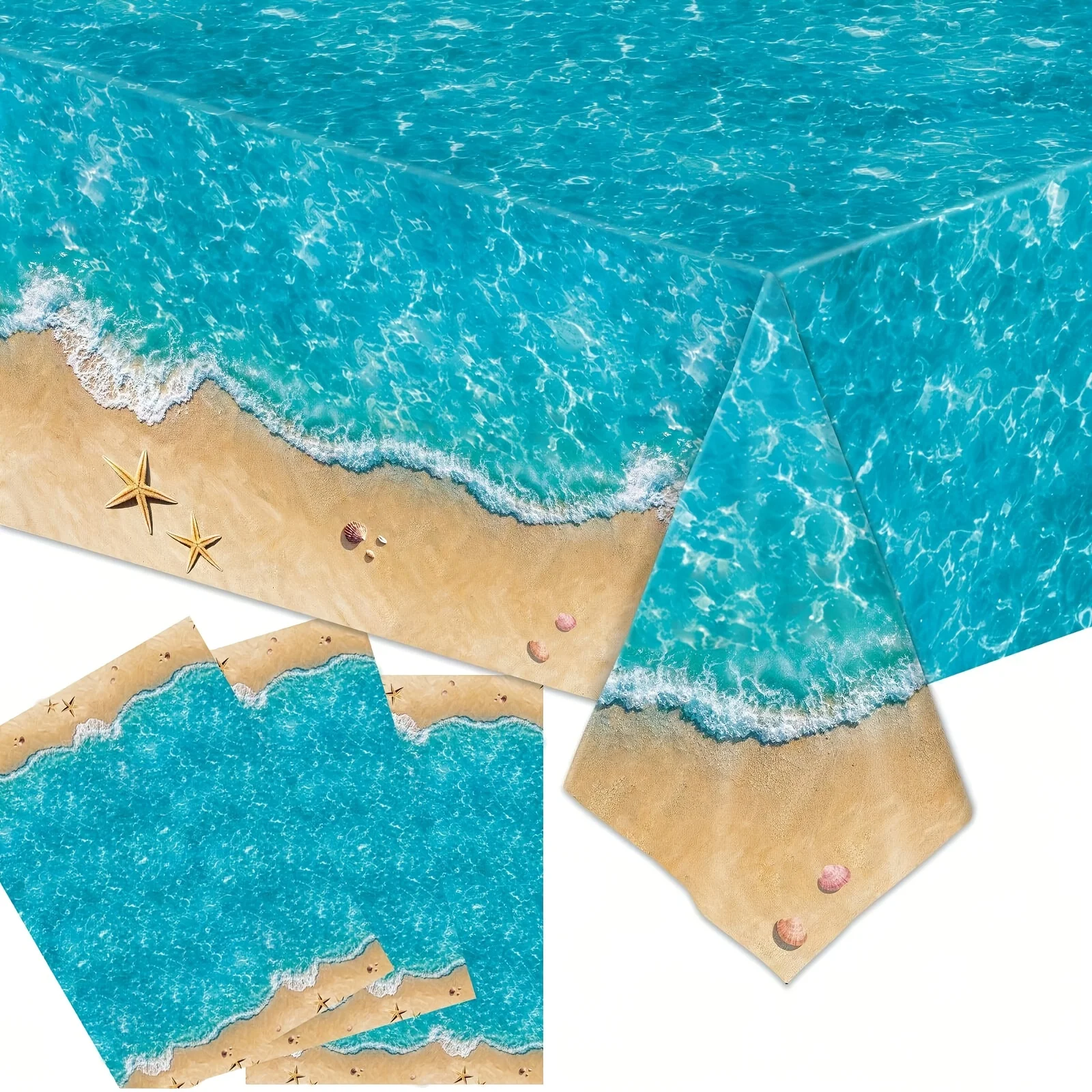 1pc Ocean Wave Beach Tablecloth,wedding decorations,summer decoration,garden decor for outside,outdoor decor, Summer Party Table