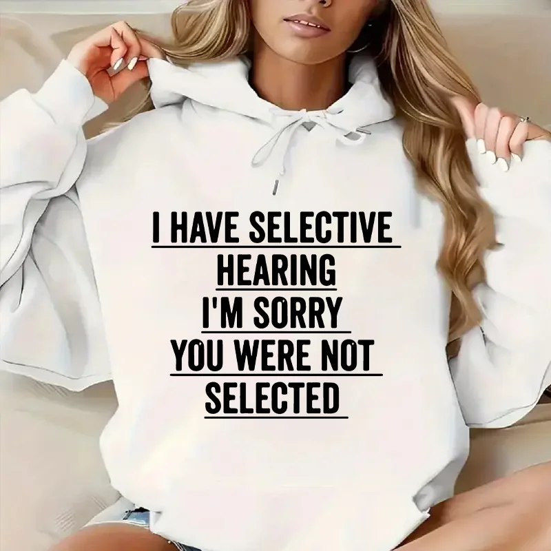 Sudadera con capucha para mujer, jersey de manga larga con estampado de texto, ajuste cómodo y holgado para uso doméstico y al aire libre, chaqueta informal