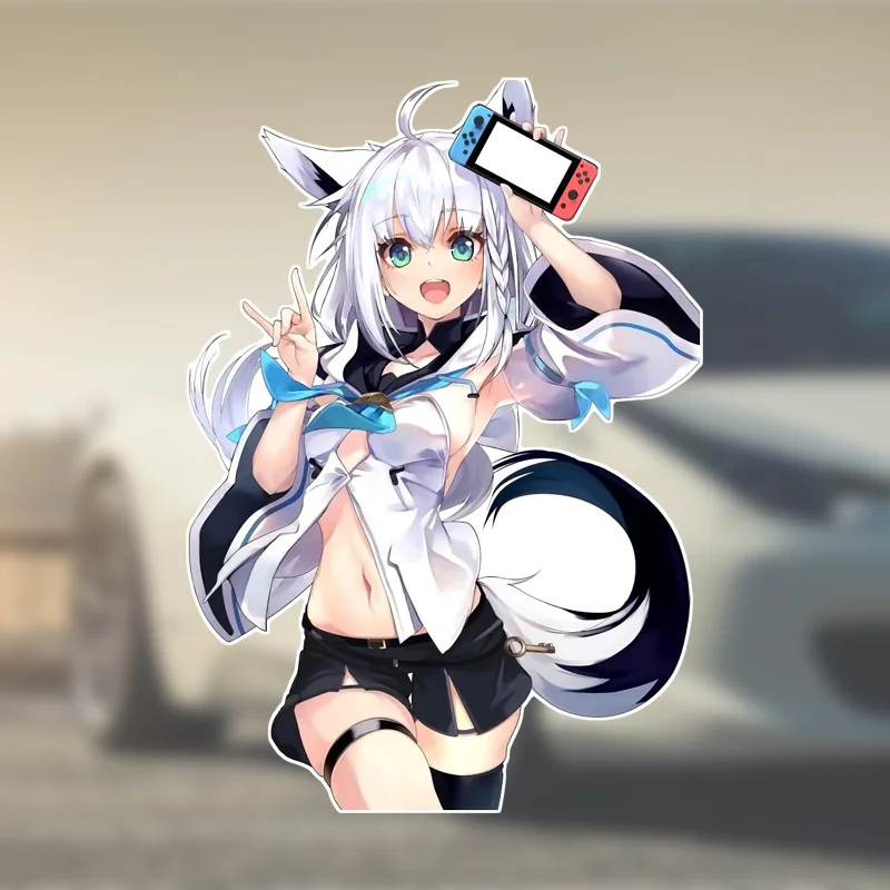 

EARLFAMILY для Furry Shirakami Fubuki Hololive, устойчивые к царапинам автомобильные наклейки, виниловые наклейки, лобовое стекло, ноутбук, автомобильные аксессуары