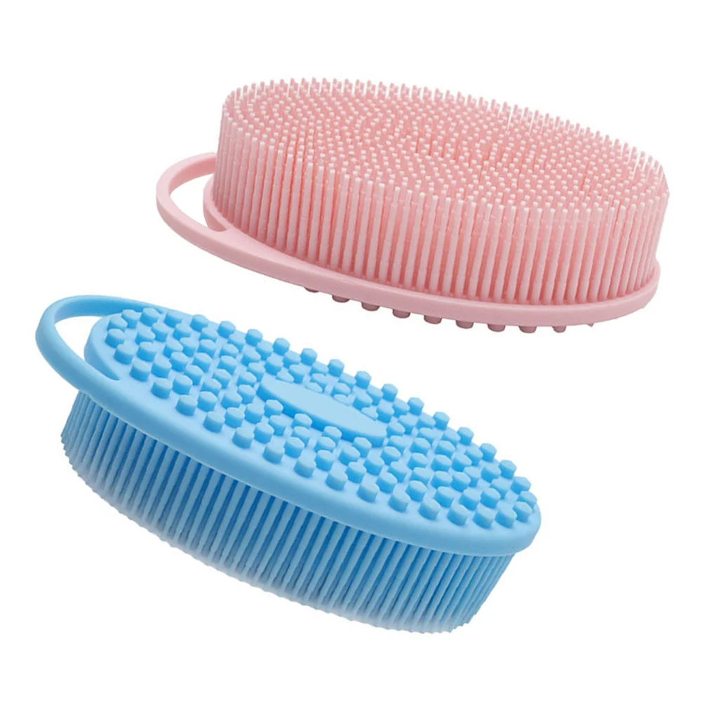 

2 Pcs Silicone Bath Brush Scrubber Shower Body Hair Grooming Tool Bathing Shampoo Cleaning Silica Gel Children Baby Home