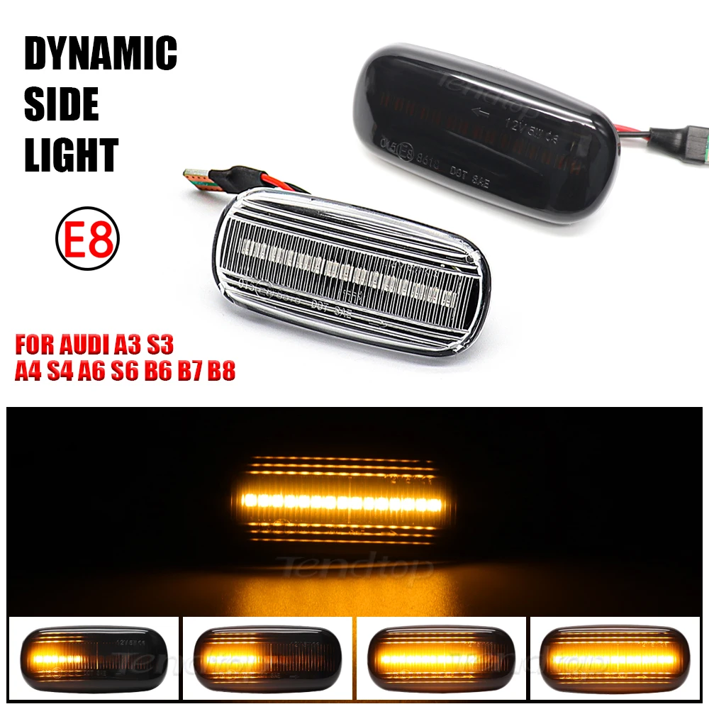 2Pcs LED Side Marker Light Turn Signal Lamp Amber For Audi A3 S3 8P A4 S4 RS4 B6 B7 B8 A6 S6 RS6 C5 C7 Indicator Repeater