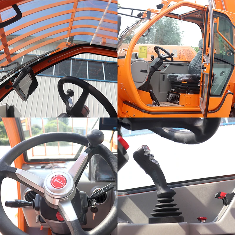 Long Reach High Loading Capacity Telehandler 5 Ton Telescopic Forklift With 3 Stages 14 Meter Reach Arm