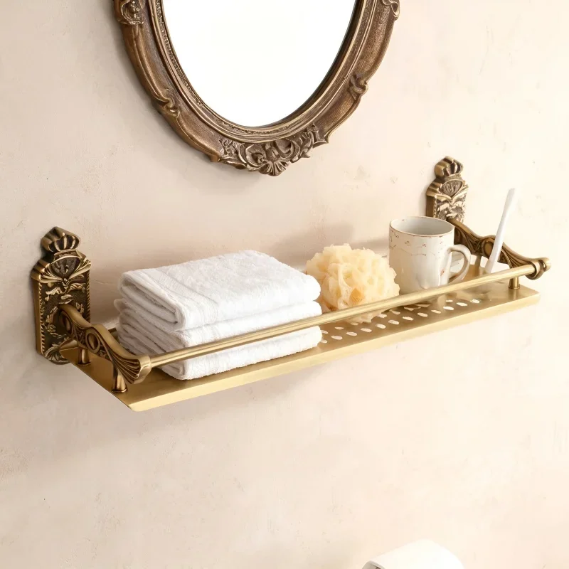 Antique Aluminum Bathroom Shelf Vintage Storage Organizer for Bathrooms nail connection to wall shelf