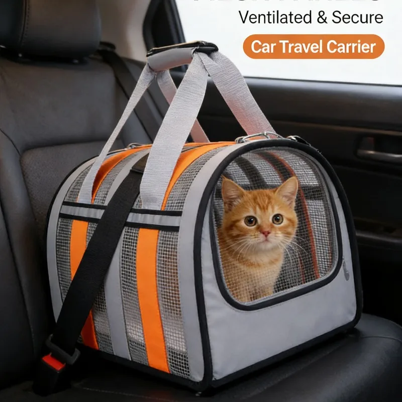 

Переноска для кошек, большая вместительная сумка через плечо, уличный рюкзак для домашних животных, портативная складная сумка через плечо для собак, вентилируемая переноска для домашних животных