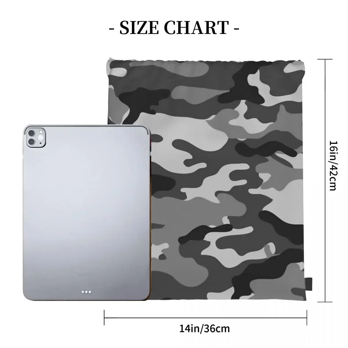 Gray Camouflage Pattern Backpacks Fashion Drawstring Bags Drawstring Bundle Pocket Shoes BookBag For Man Woman School