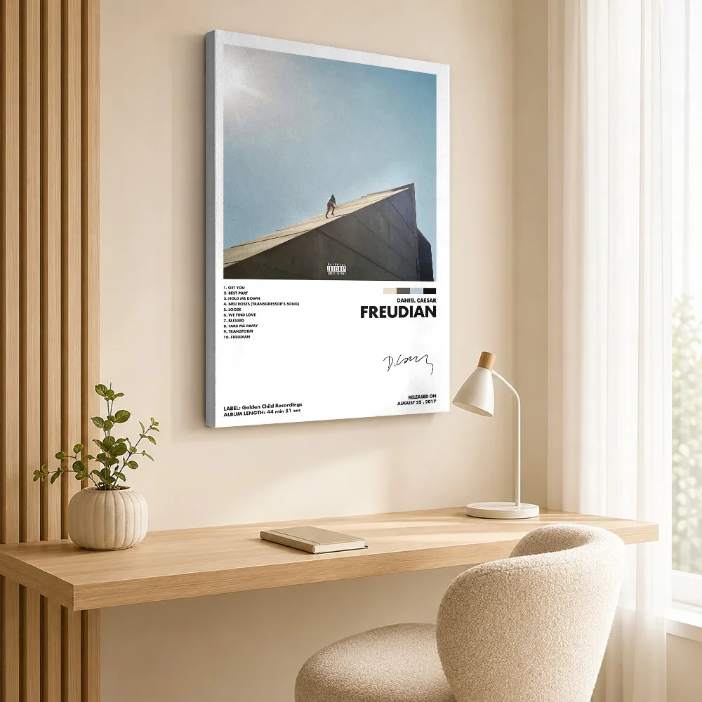 Daniel Caesar Freudian Album Framed Canvas Poster Grunge Style Wall Decor With Customized Photo For Living Room Ideal Fan Gift