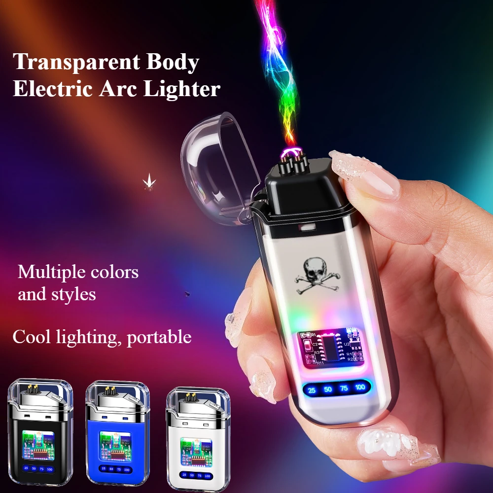 Rechargeable USB Electric Lighter, No Flame Pulse Igniter with Power Display, Cigarette Lighter Outdoor Camping Smoking Tools