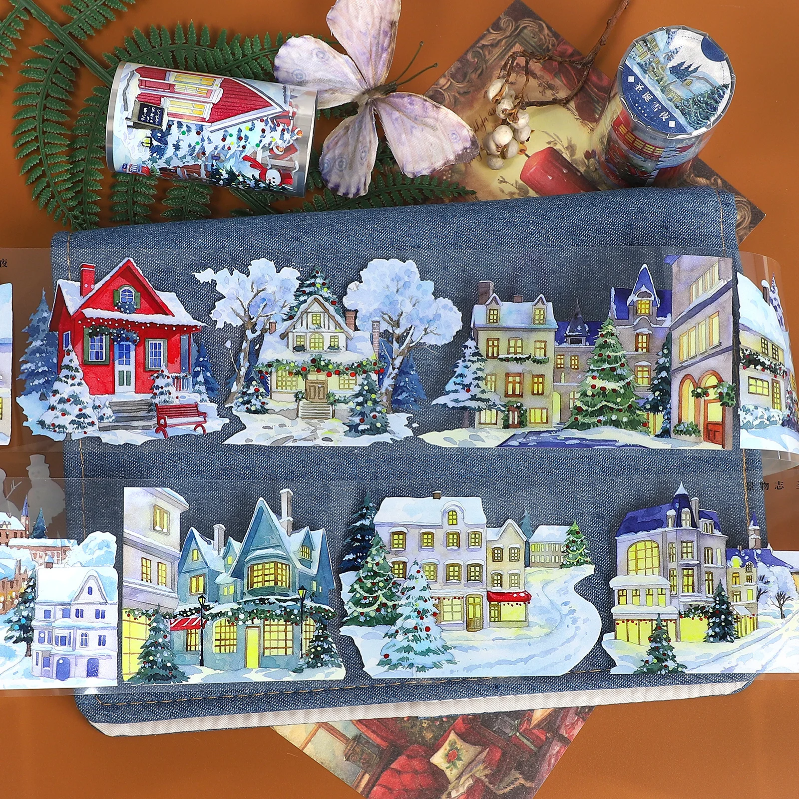 70-ミリメートル-5-メートルヴィンテージ冬の雪の城風景-pet-テープクリエイティブ-diy-ジャーナル素材コラージュスクラップブッキング文具
