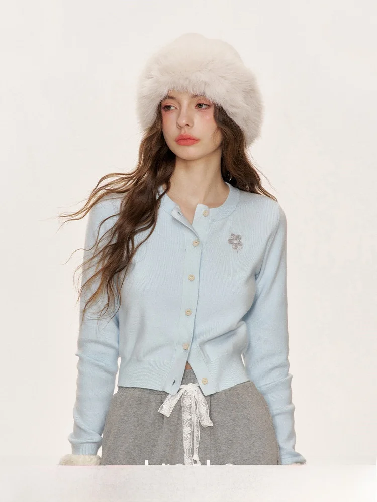 

Вязаный кардиган Kroche Cloud Soft Walk с цветочной вышивкой и окрашенной пряжей, женский, модный, осенний сезон, стандартный крой