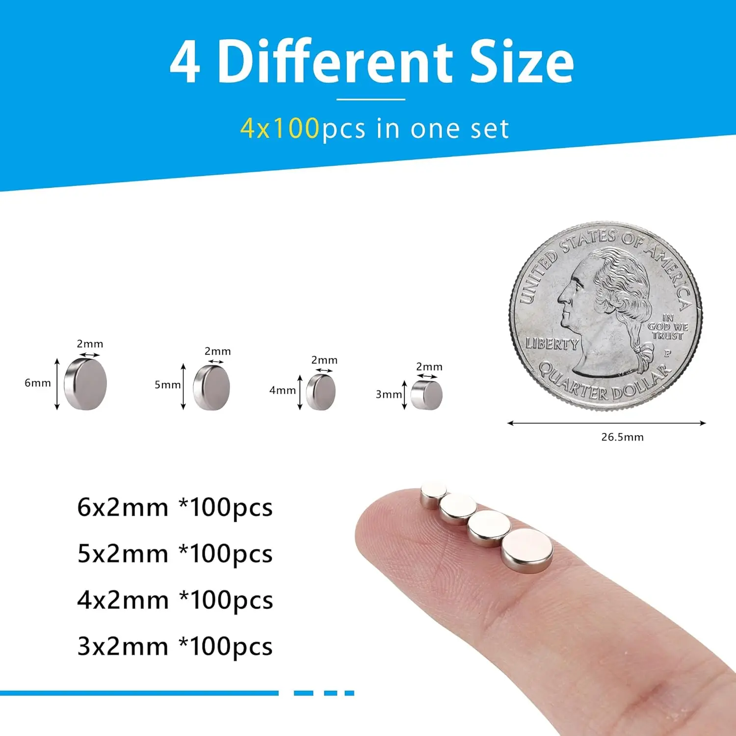 Tiny Magnets, 4 Different Size,Small Magnets, Mini Fridge Magnets,DIY Magnet, Multi-Use for Office, Crafts and Science Magnets 썸네일 4
