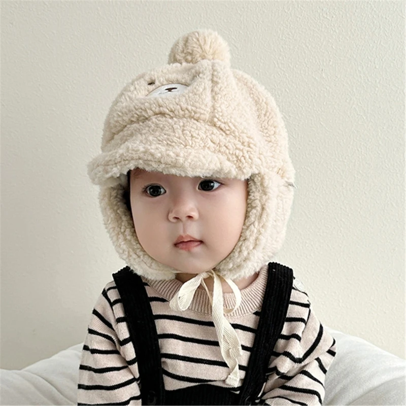 Children's Winter Hat for 3 Month to 2 Year Warm and Windproof Earflap Bonnet Caps with Chin Belt for Outdoor Activity