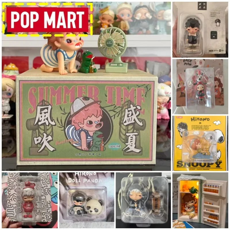Genuine Pop Mart Hirono Hanging Card Series Floating Market Living Wild Blind Box Collectible Anime Figurine Desktop Ornament
