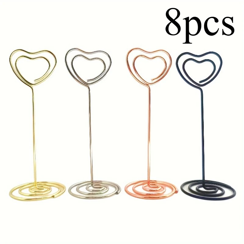 8pcs Heart Cute Table Number Holder Wedding Table Name Card Holder Clips Picture Memo Note Photo Stand