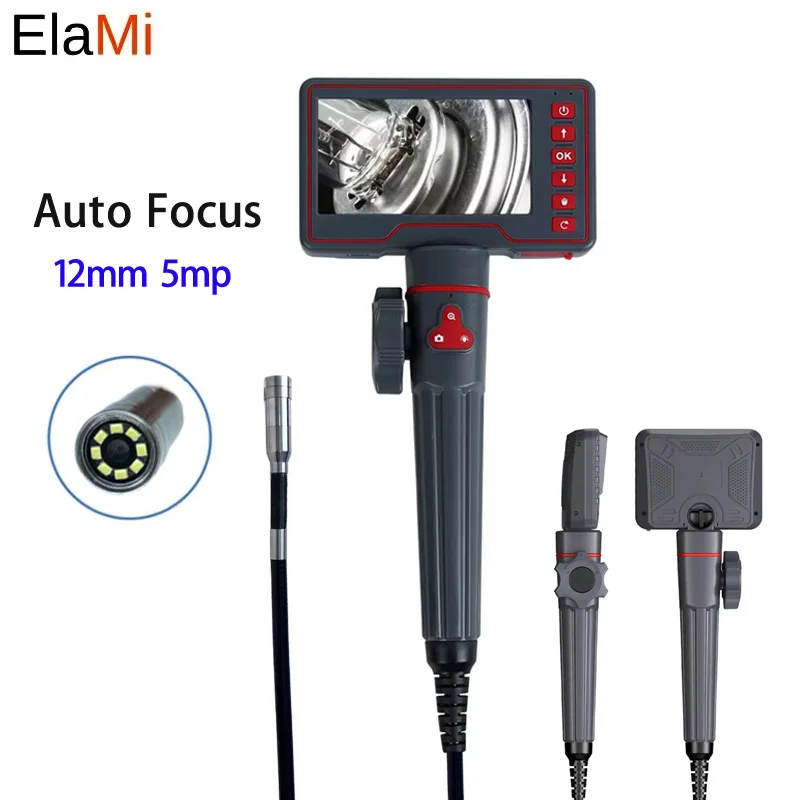 12mm Auto Focus Industrial Endoscope Two-Way 180° Steering Endoscope 1m/3m5m Snake Wire With 32GB Memory Card For Car Inspection