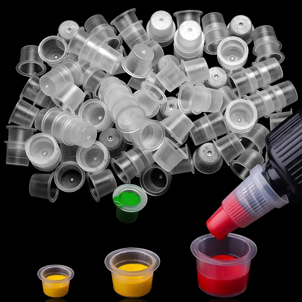 

100/300pcs Tattoo Ink Caps Disposable Tattoo Pigment Cups For Tattoo Permanent Makeup Container Clear Holder Container Accessory