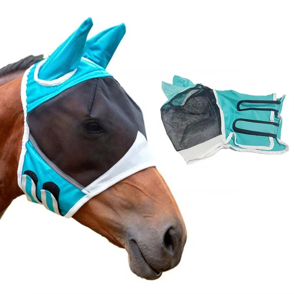 

Multi-size Professional Stretchy Knitted Mesh Mask Grade Horse Fly Mask Comfortable and Adjustable Anti-Mosquito Horse Hood