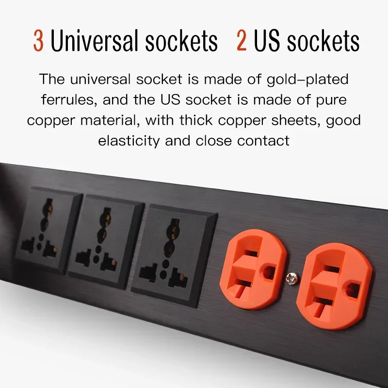 Hi-end HiFi Audio Power Filter Blitzschutz Aluminium Legierung US Stecker + Universal AC Steckdose Purifier Outlet