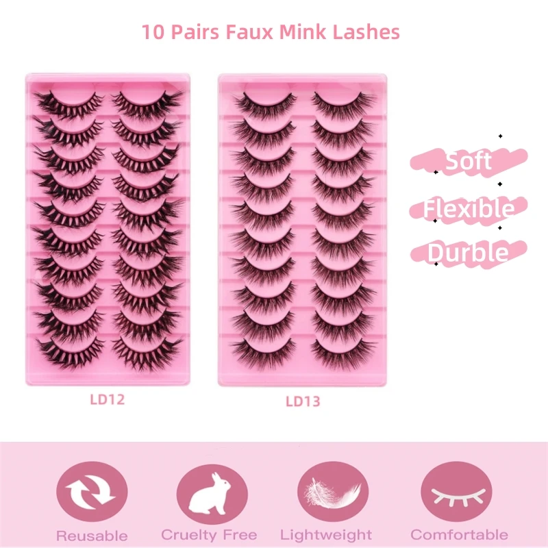 5 Tray/Bages Flexible Reusable comfortale L warping Natural Long false eyelashes wtih personlized