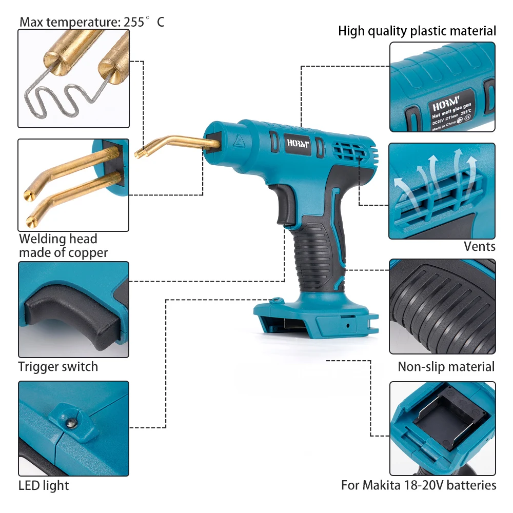 Hormy Electric Welding Gun Hot Stapler Heat Gun Welding Machine With Nails Bumper Soldering Iron Staples Repair Car Tools Kit