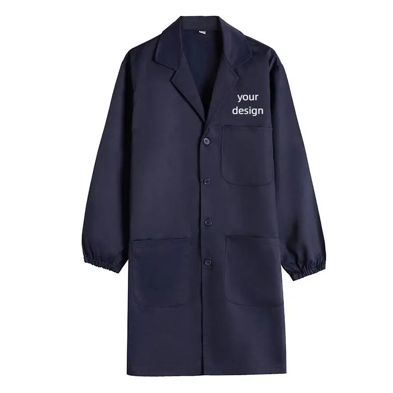 

Workshop Work Clothes Customized Printed Logo Experimental Beauty Workwear For Food Processing Plants Factory Extended Coat Top