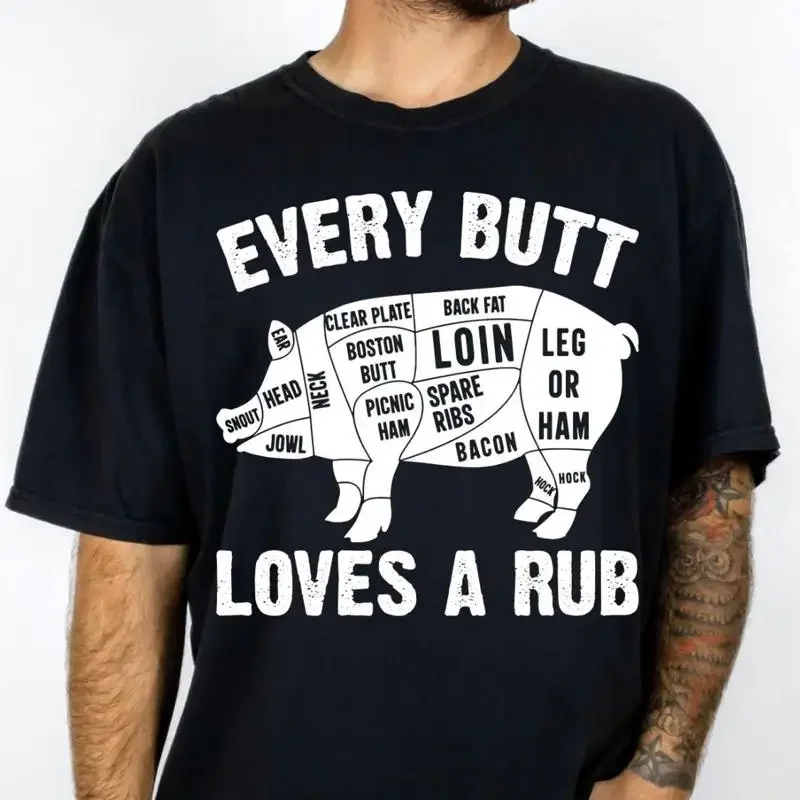Men'S Bbq Pork Butt Rub Funny T Shirt 4Th Of July Summer Barbeque Partying Cook Fathers Day Dad Grandpa Husband Gif