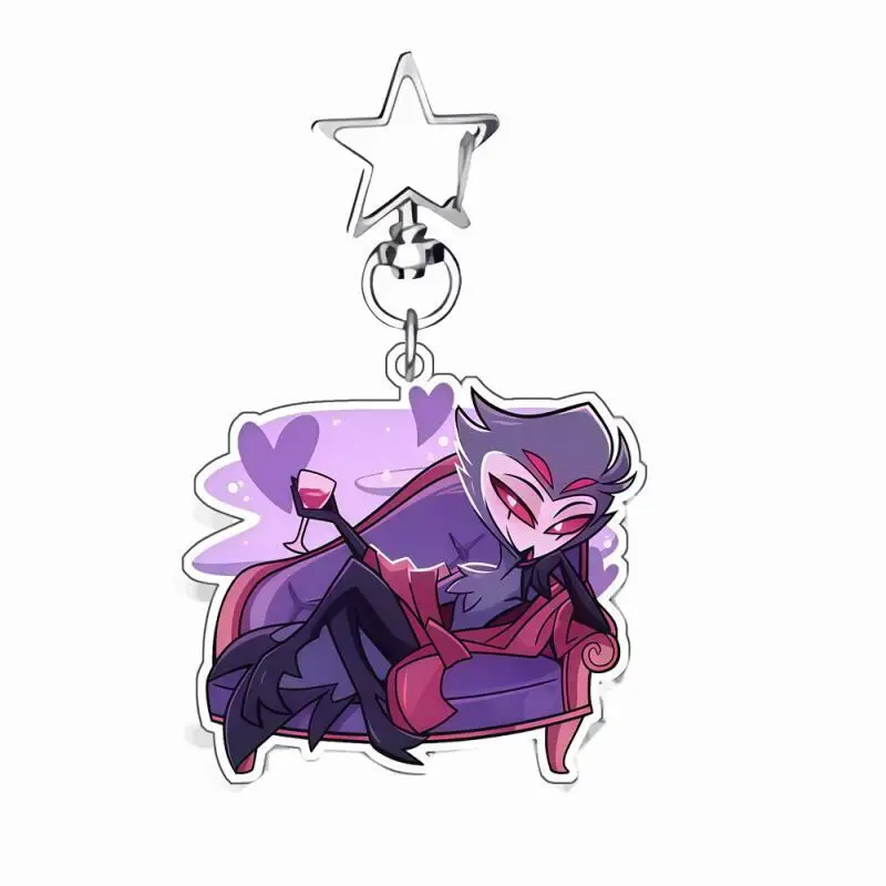 Llavero de acrílico de anime para Helluva Boss Millie Moxxie, colgante de mochila de acrílico rojo, decoración de dibujos animados de anime, llavero de acrílico.