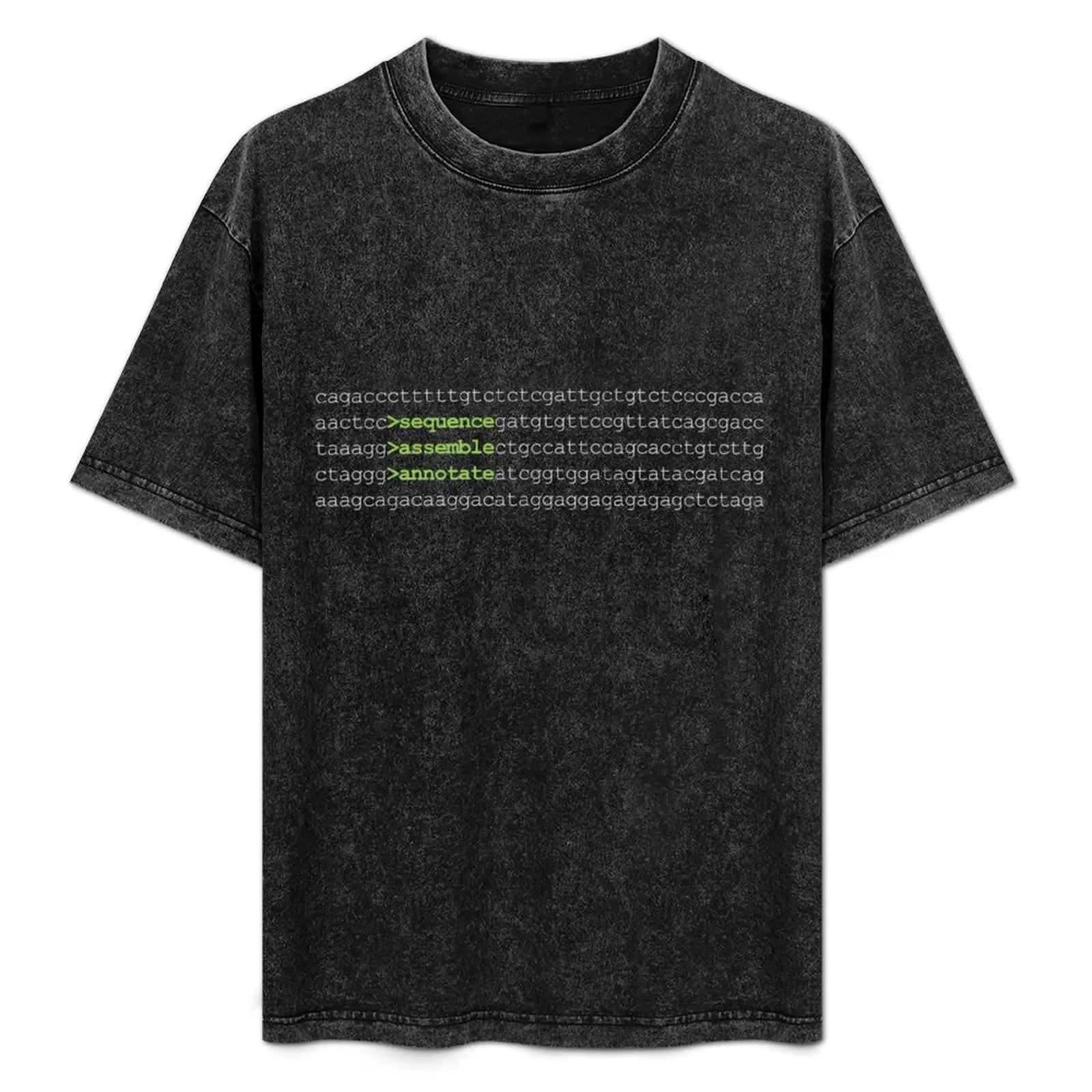 Bioinformatics Genome Sequence Assemble Annotate DNA Green T-Shirt Regular Fit Plain Tee Shirt