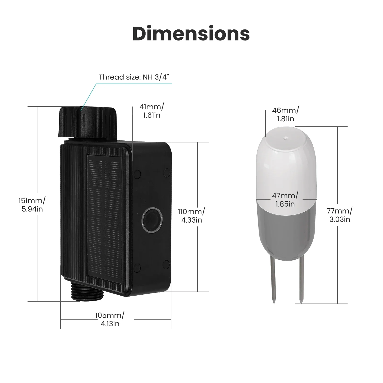 MOES-Medidor de temporizador de agua alimentado por energía Solar, entrada de latón impermeable IP65, Sensor de humedad y temperatura del suelo,