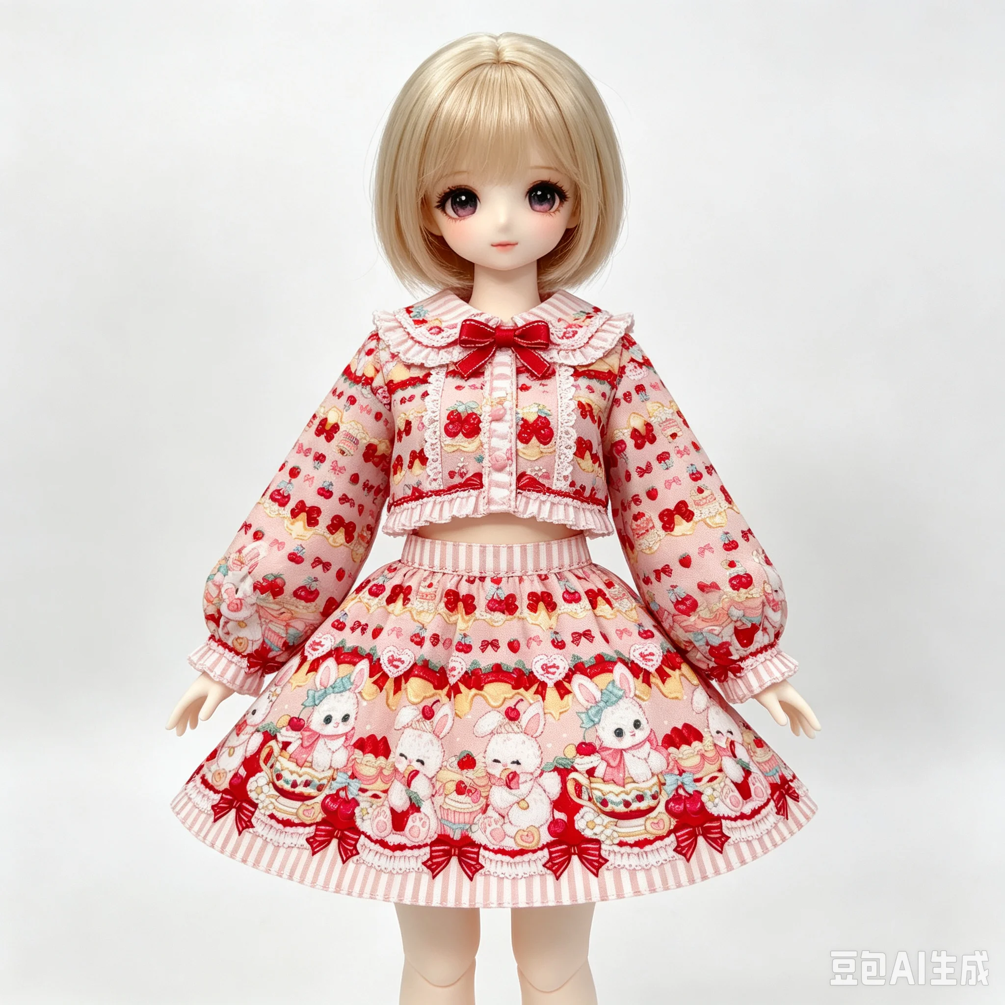 Lolita-Druckstoff für 1/4- und 1/3-Maß-BJD-Puppenkleider im kindlichen Stil, 1 Meter