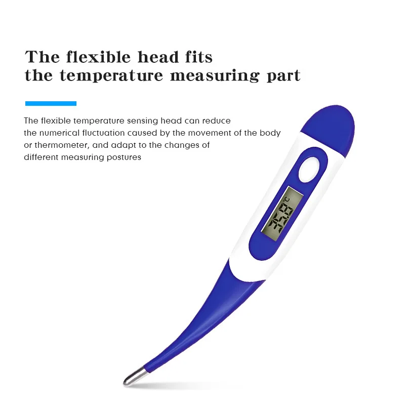 LCD Soft Flexible Tip Baby Child Adult Electronic Digital Body Portable Celsius Thermometer for Fever Temperature Measurement