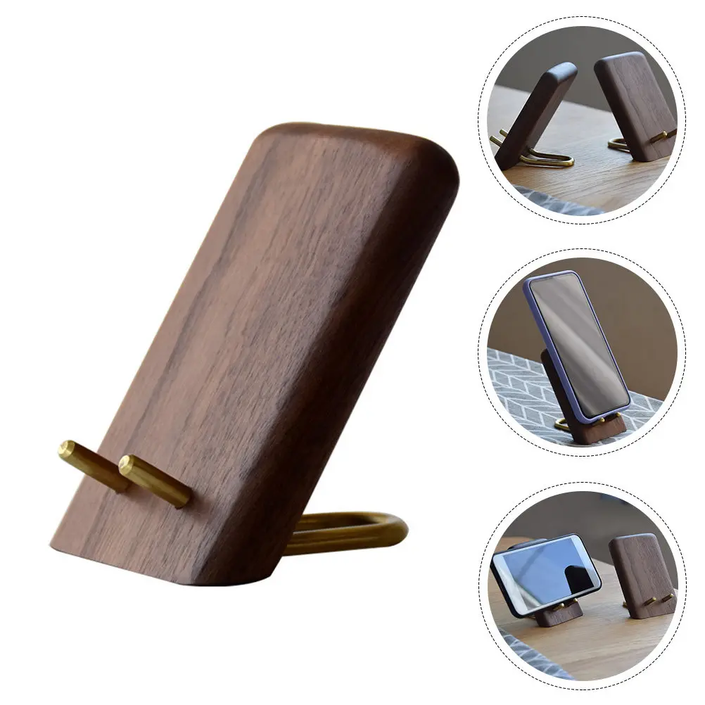 1Pcs Portable Premium Black Walnut Phone Holder Desk Phone Stands Desktop Smartphone Home Office Decor Lightweight