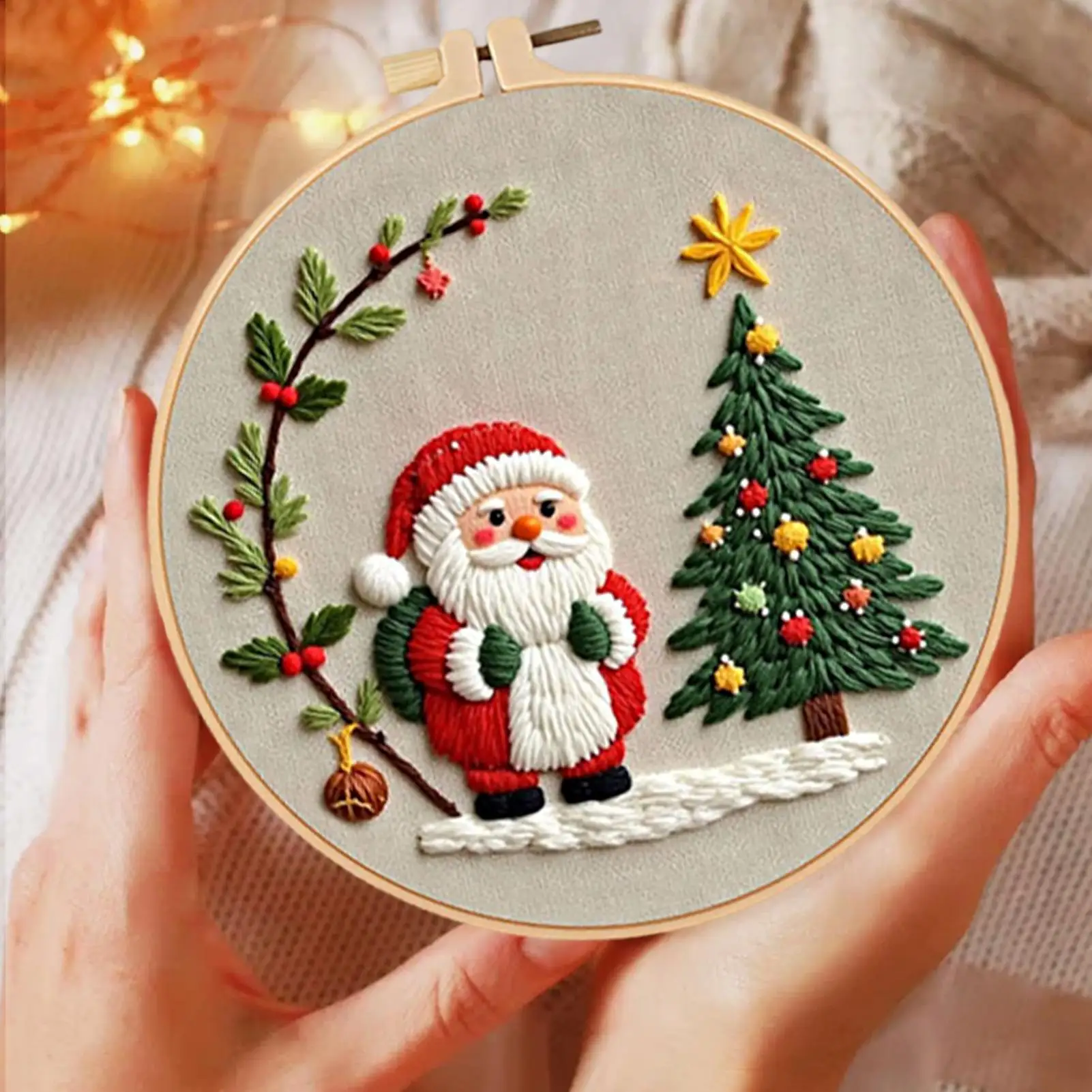 أطقم تطريز عيد الميلاد للمبتدئين مجموعة يدوية مكونة من 3 قطع مع إبر نمط هوب وخيوط خياطة متقاطعة لعيد الميلاد #3