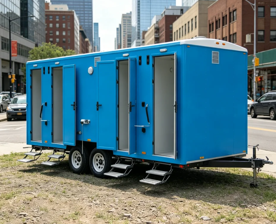 2/3 Stall Portable Toilet Trailer Temporary Restroom Shower Trailer Luxury Mobile Toilets Bathroom System for Travel Trailer