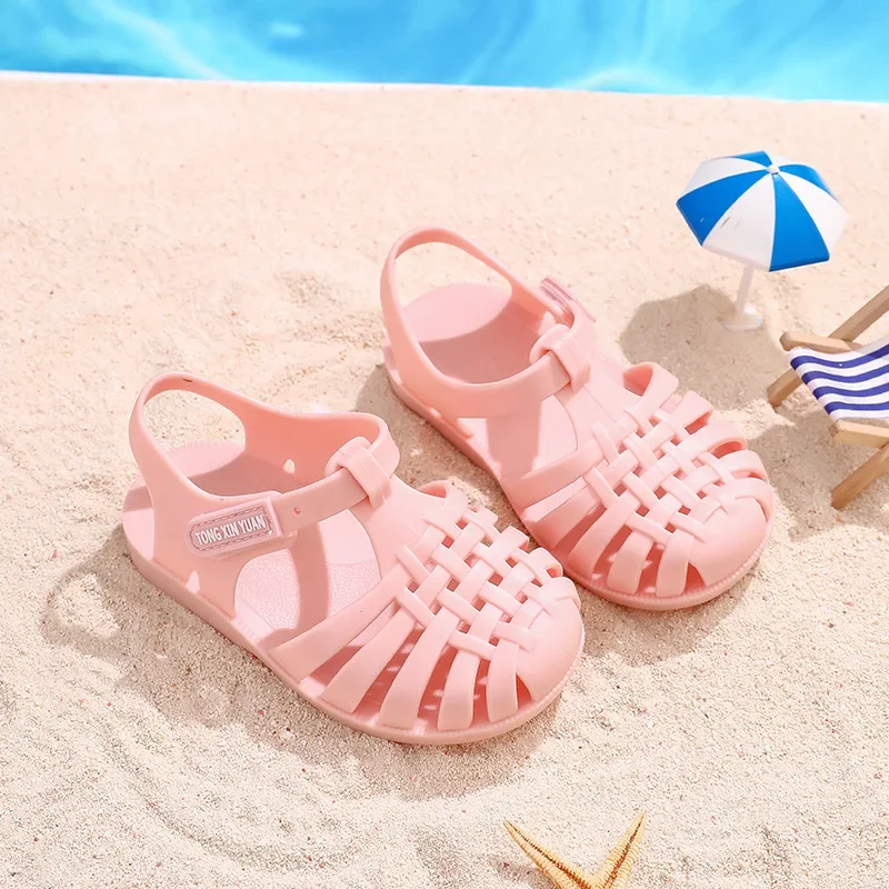 

Summer Boys and Girls Roman Sandals Soft Sole Anti Slip Children's Sports Sandals Flat Bottom Baby Kid's Beach Jelly Shoes