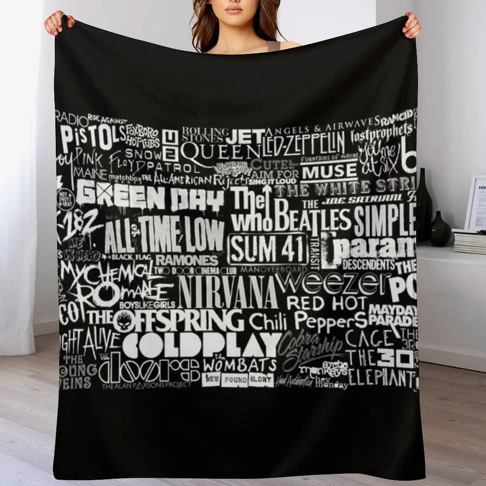 

Band Name Collage Throw Blanket Flannels Plush Softest For Baby Blankets