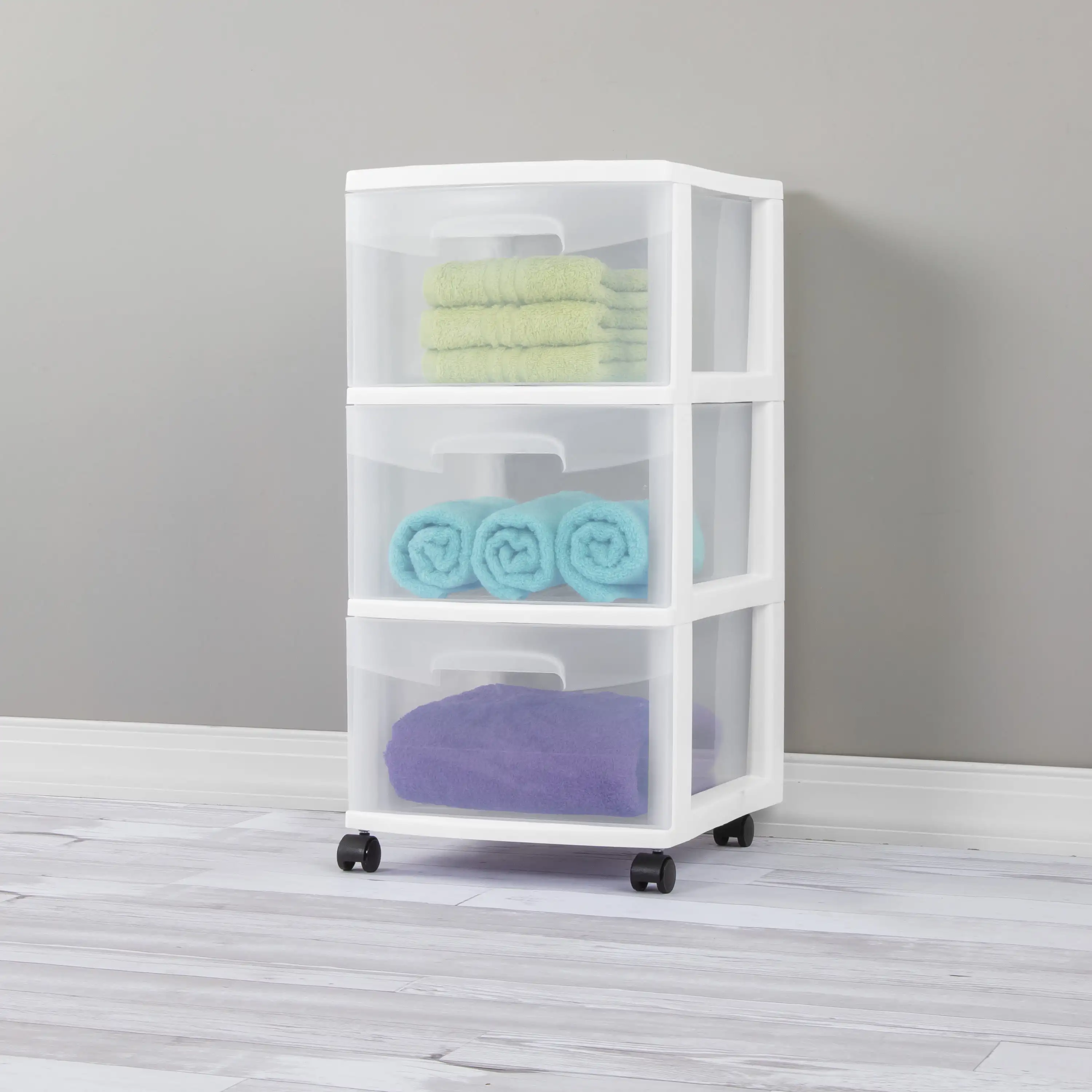 3 Drawer Clear White Storage Organizer Cart, Practical and Versatile for Bedroom, Kitchen, Bathroom, or Dorm