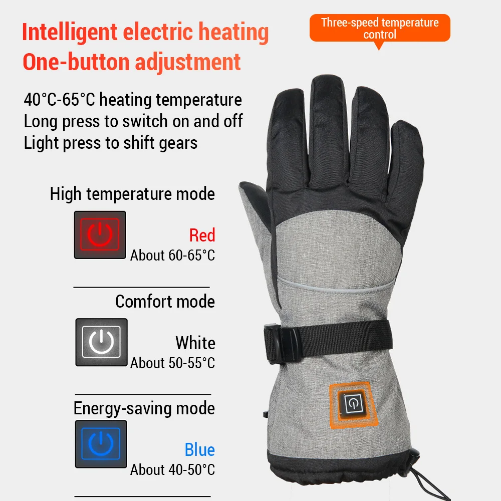 

Electric Heated Gloves Waterproof Winter Gloves with 3 Heating Levels for Outdoor Sports Skiing Fishing Hunting