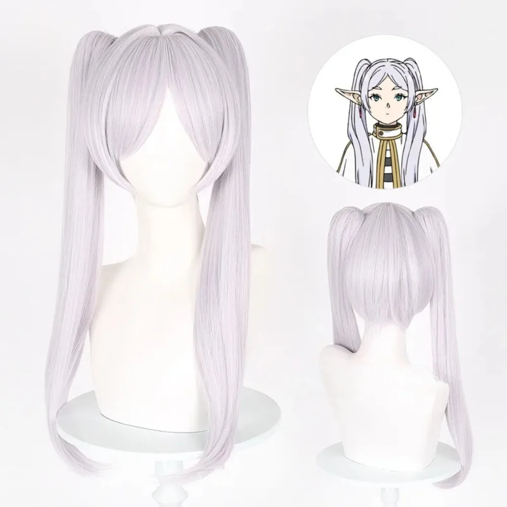 

Anime Frieren Cosplay Wig 65cm Silver White Women Frieren Wigs Heat Resistant Synthetic Hair + Wig Cap