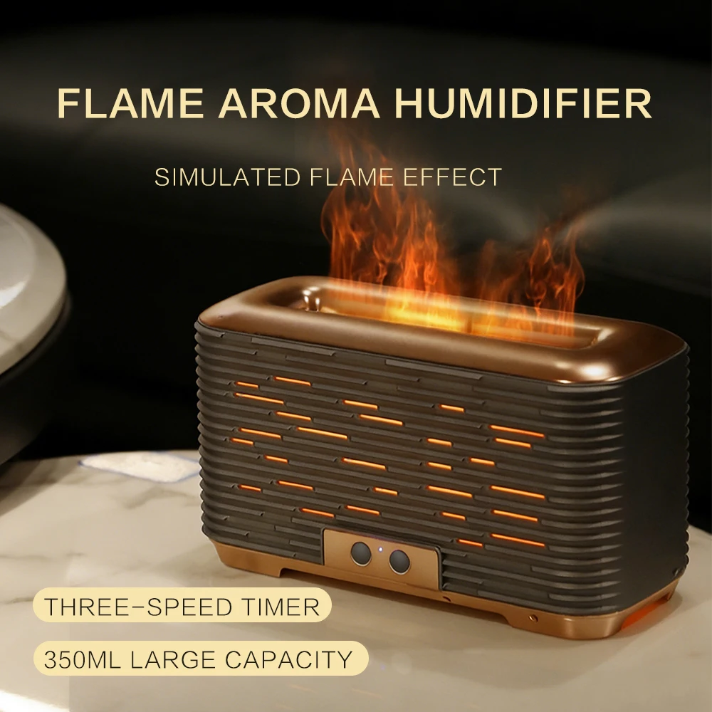 

Home humidifier with simulated flame ambient light, USB ultrasonic aroma diffuser, dormitory silent large-capacity atomizer