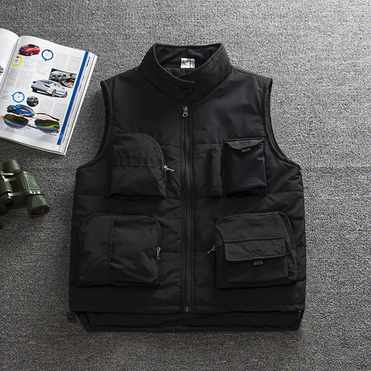 

Winter Warm Fleece Lined Cotton Vest for Men Women Photographers Multi Pockets Sports Fishing Sleeveless Jacket VT-360
