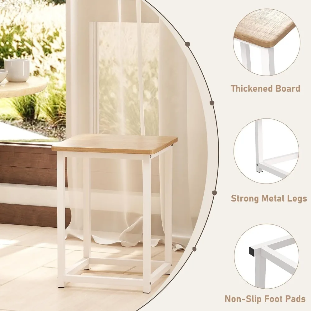 Dining Table Set for 4, Square Kitchen Table w/ 4 Stools, 5 Piece Dinner Table Set w/Metal Frame, Dining Set for Small Spaces, C