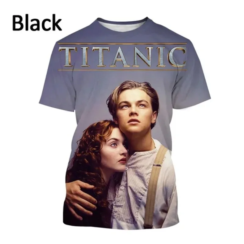 Men\'s Titanic Movie Poster Fashion Print Short Sleeve T Shirt Classic Disaster and Romance Film Harajuku Streetwear Top