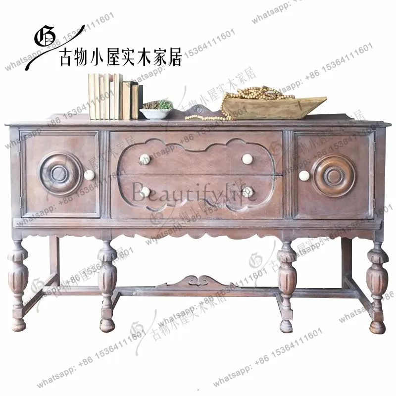 Chinese-style living room locker entry-level entrance cabinet light luxury white solid wood can be customized