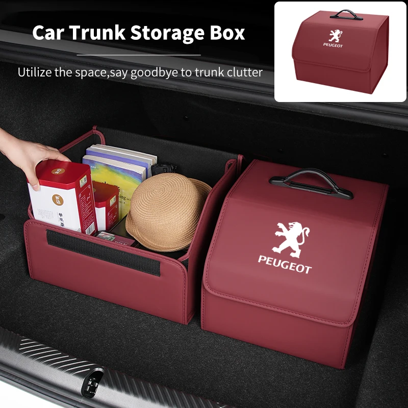 Car Interior Trunk Storage Box Leather Tools Storage Case Anti-scratch High-capacity Bag For Peugeot 5008 408 308 608 Rifter e-E