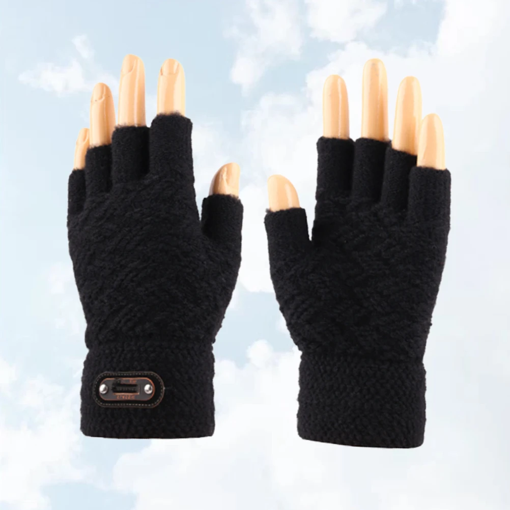 

Touch Screen Gloves Winter Knitted Men's Windproof Cycling Mittens Black Heated Adult Male Gloves UV Gel Manicure H Warm Soft