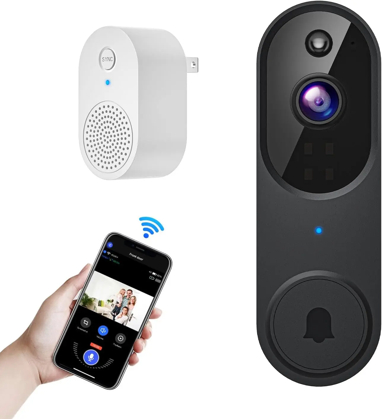

Wireless Wi-Fi Video Doorbell Camera with Two-Way Audio, AI Motion Detection, Night Vision and Cloud Storage, 2.4G Wi-Fi Only