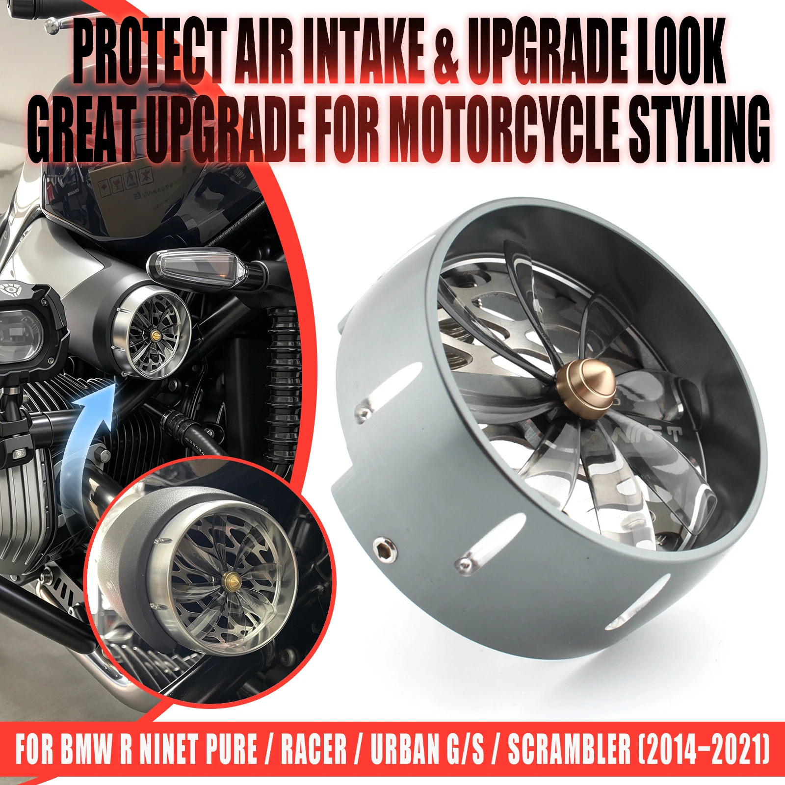 Motorcycle Air Intake Cover Guard Filter Mesh Inlet Pipe Fan CNC For R nineT Pure Racer Urban Scrambler 2014 2015 2016 2017-2021