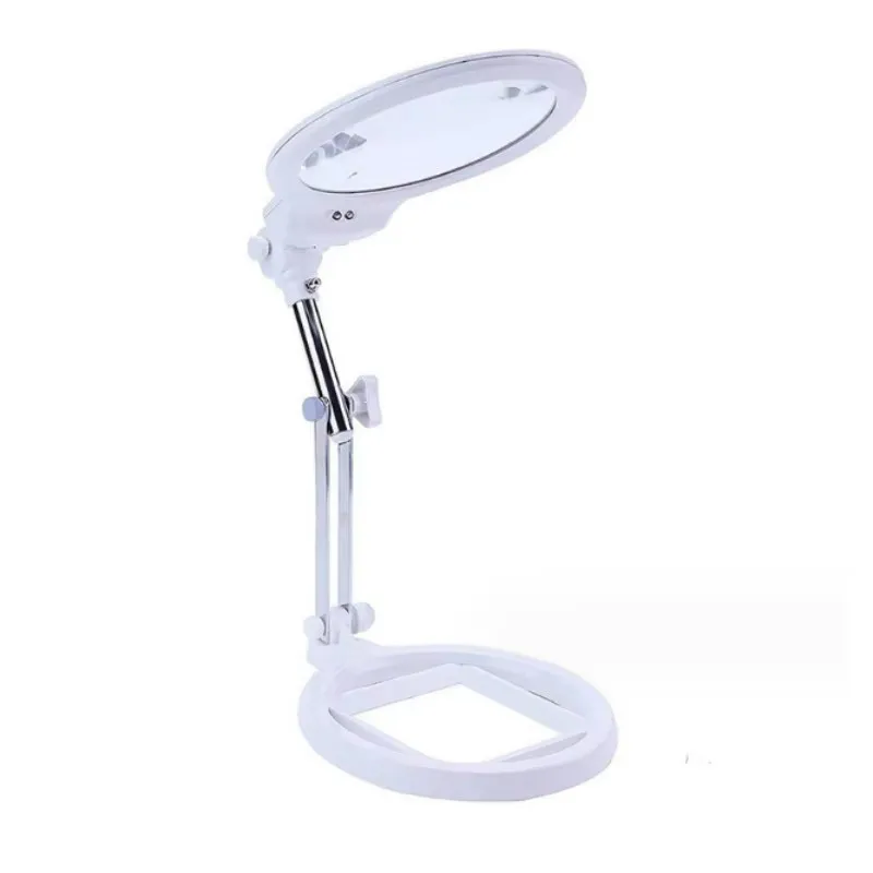 For Handicraft Embroidery Repair Workbench Large Facial Magnifying Glass with LED Lights and Dual Lens Folding Bracket Used view 3