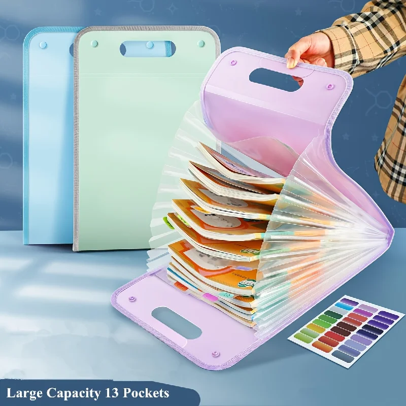 Handheld Plastic Accordion File Folder Student Universal Large Capacity Multi-layer Test Paper Storage Bag Organizer